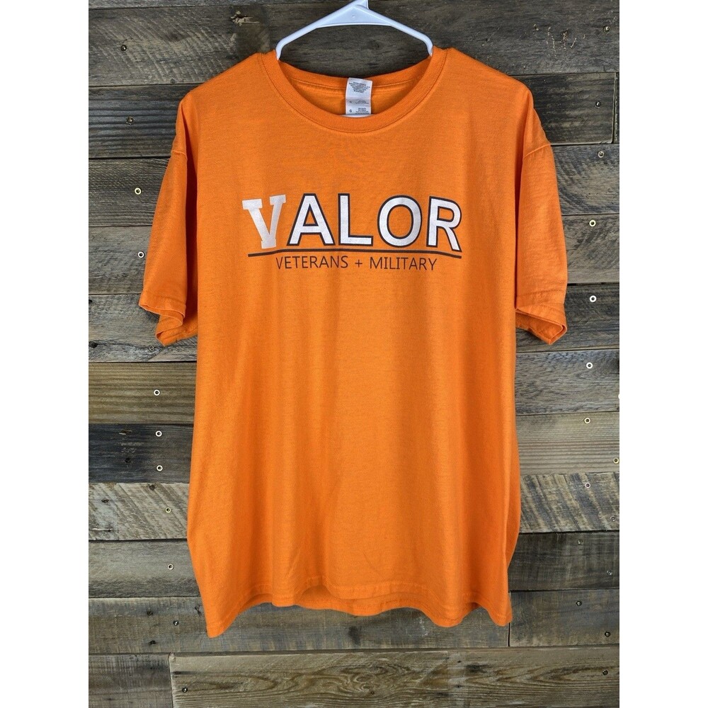 Cintas Sz L Orange Veterans + Military Valor Short Sleeve T Shirt  Work Shirt